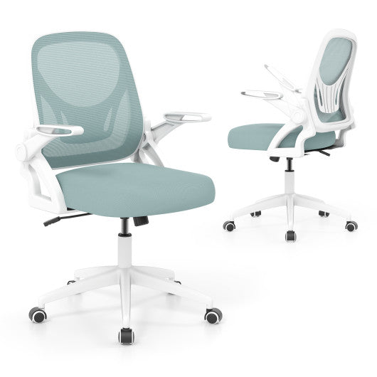 Ergonomic Computer Desk Chair with Lumbar Support and Flip-up Arms-Navy