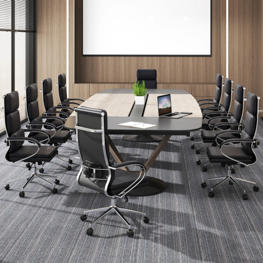 Ergonomic Leather Office Chair with Adjustable Height and Rocking Function-Black