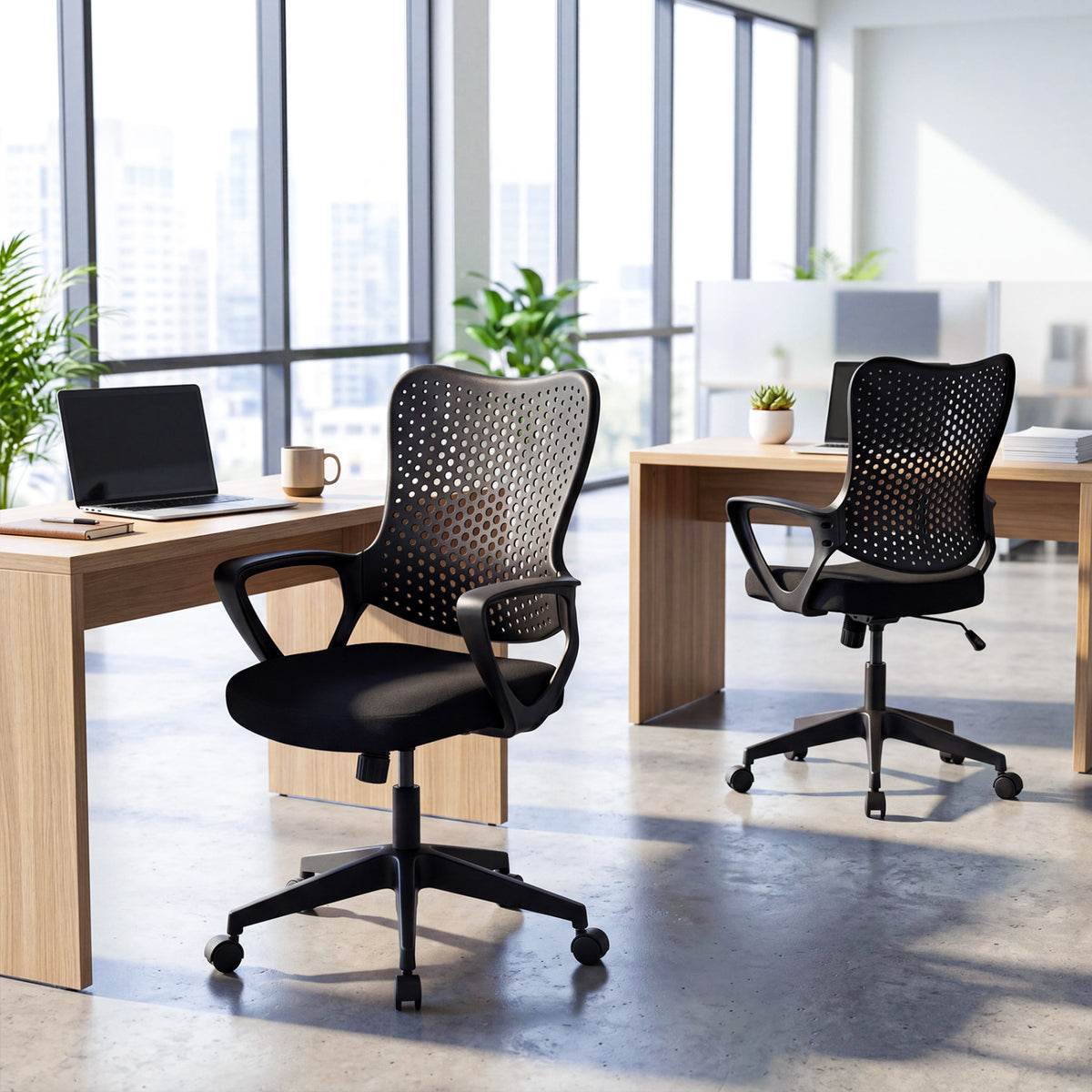 Ergonomic Office Chair Height Adjustable Computer Desk Chair with Breathable Butterfly Back-Black