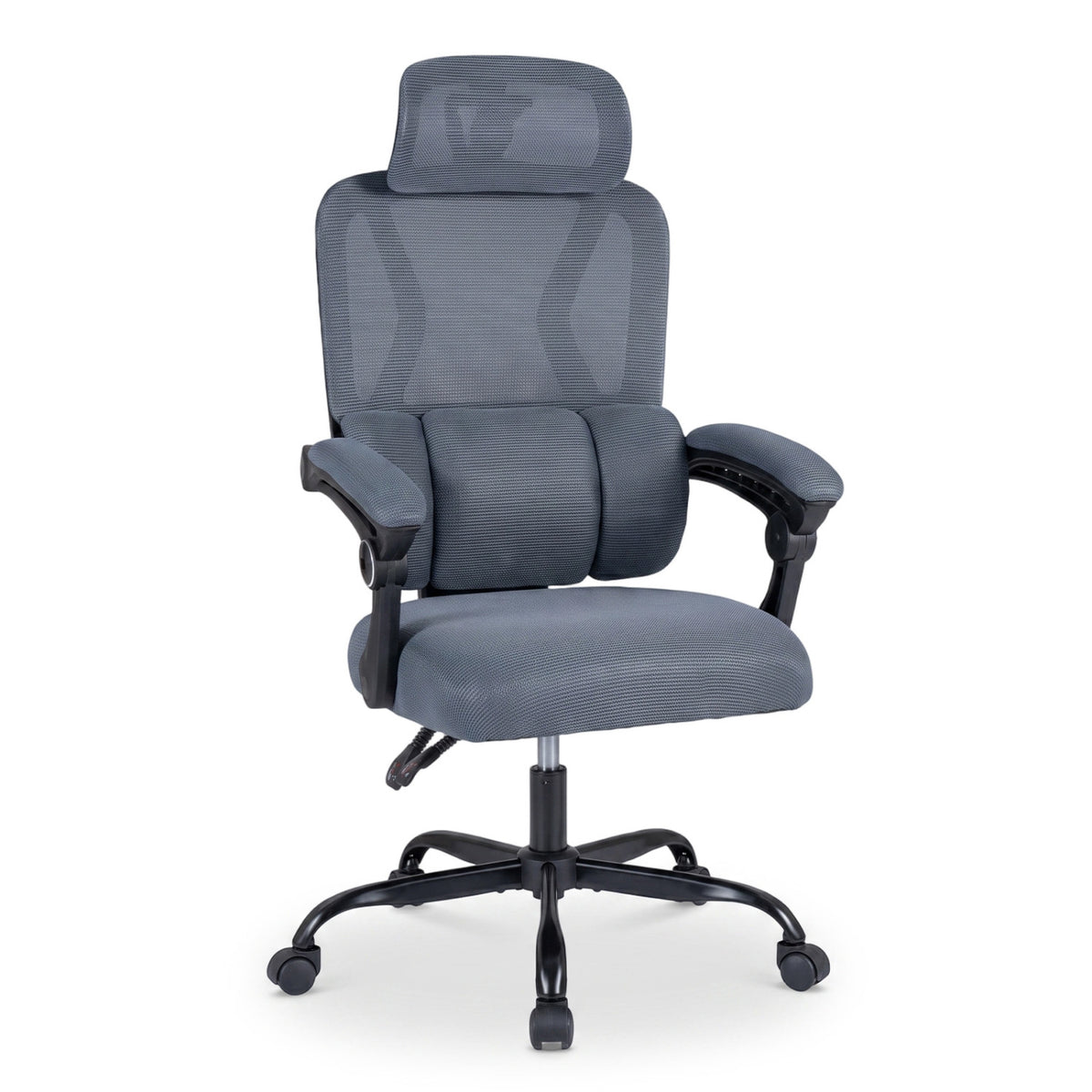 Ergonomic Office Computer Mesh Chair with High Back Adaptive Lumbar Support and 2D Adjustable Headrest-Gray