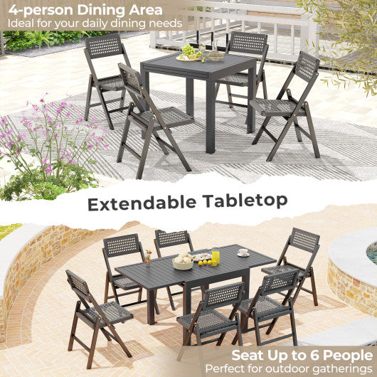 Expandable Patio Dining Table for 4-6 People-Grey