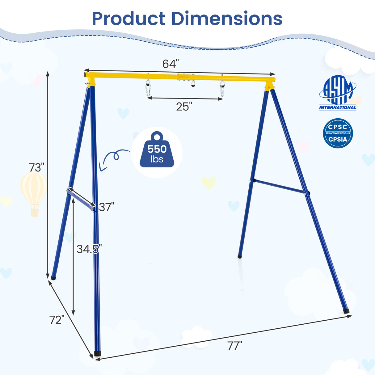 Extra Large Heavy Duty A-Frame Steel Swing Stand