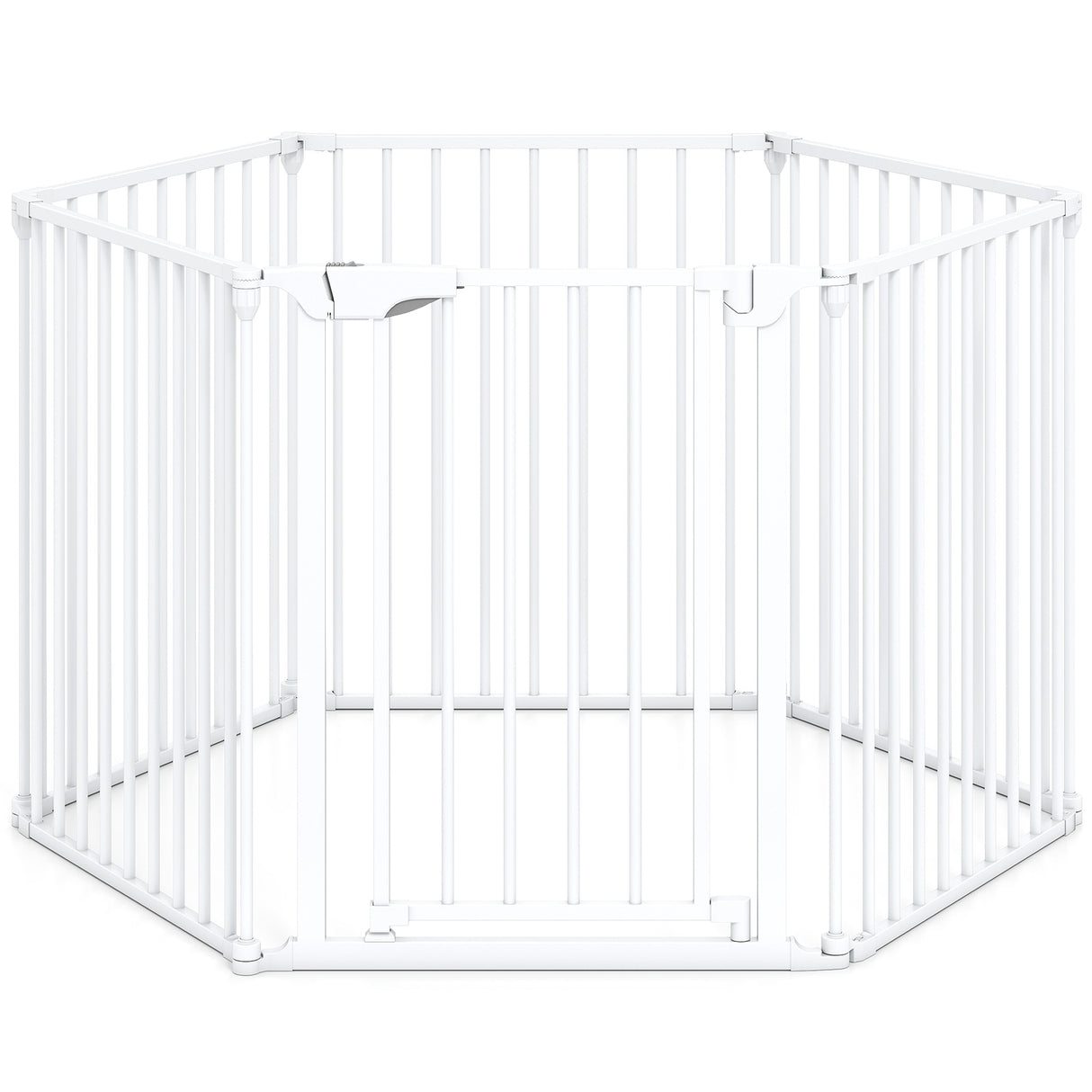 Extra Wide Baby Gate Fits 34.5-154" Openings 6-Panel Adjustable Pet Safety Fence-White
