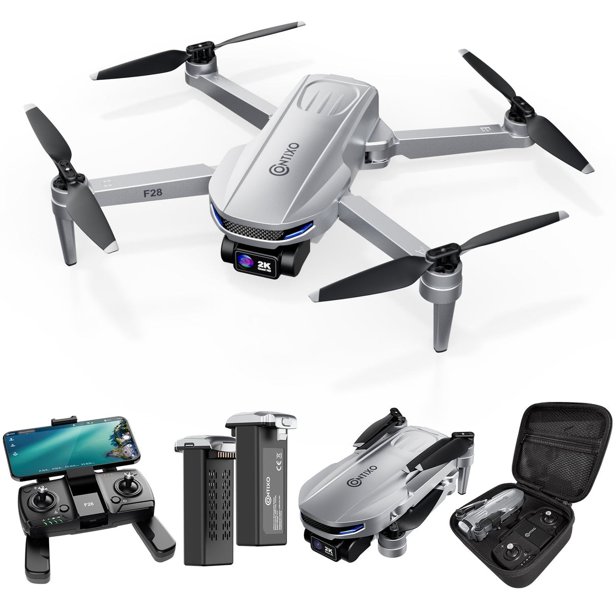 Contixo F28 Foldable Drone With 2K FHD Camera and Carrying Case