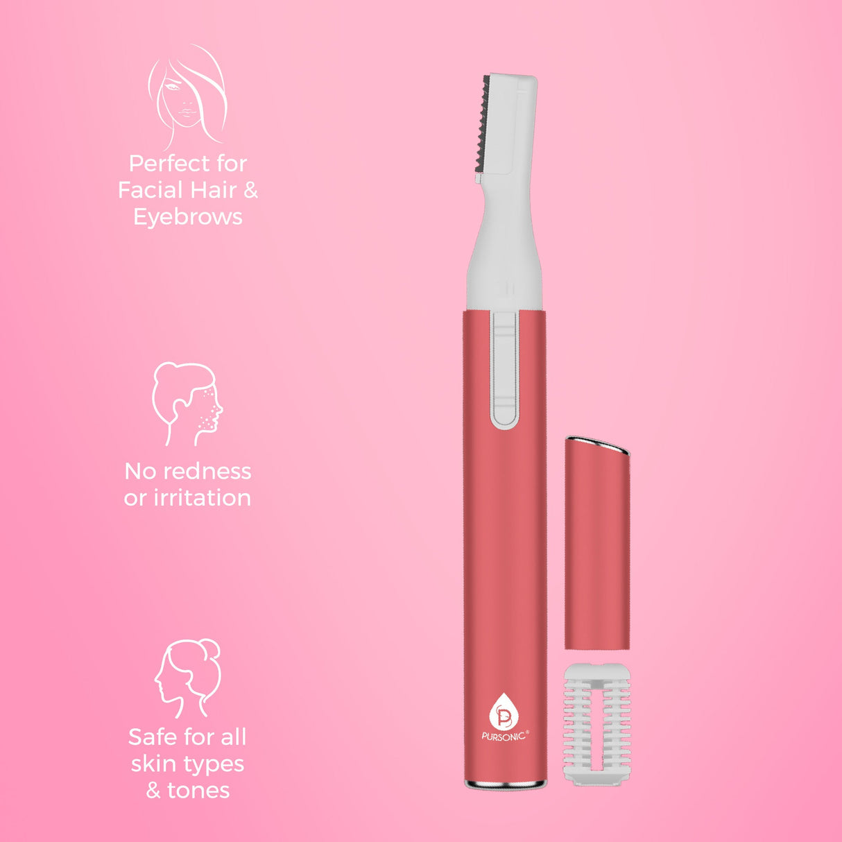 Pursonic Facial Trimmer & Eyebrow Kit, Heated Eyelash Curler & Dimmable LED Vanity Mirror