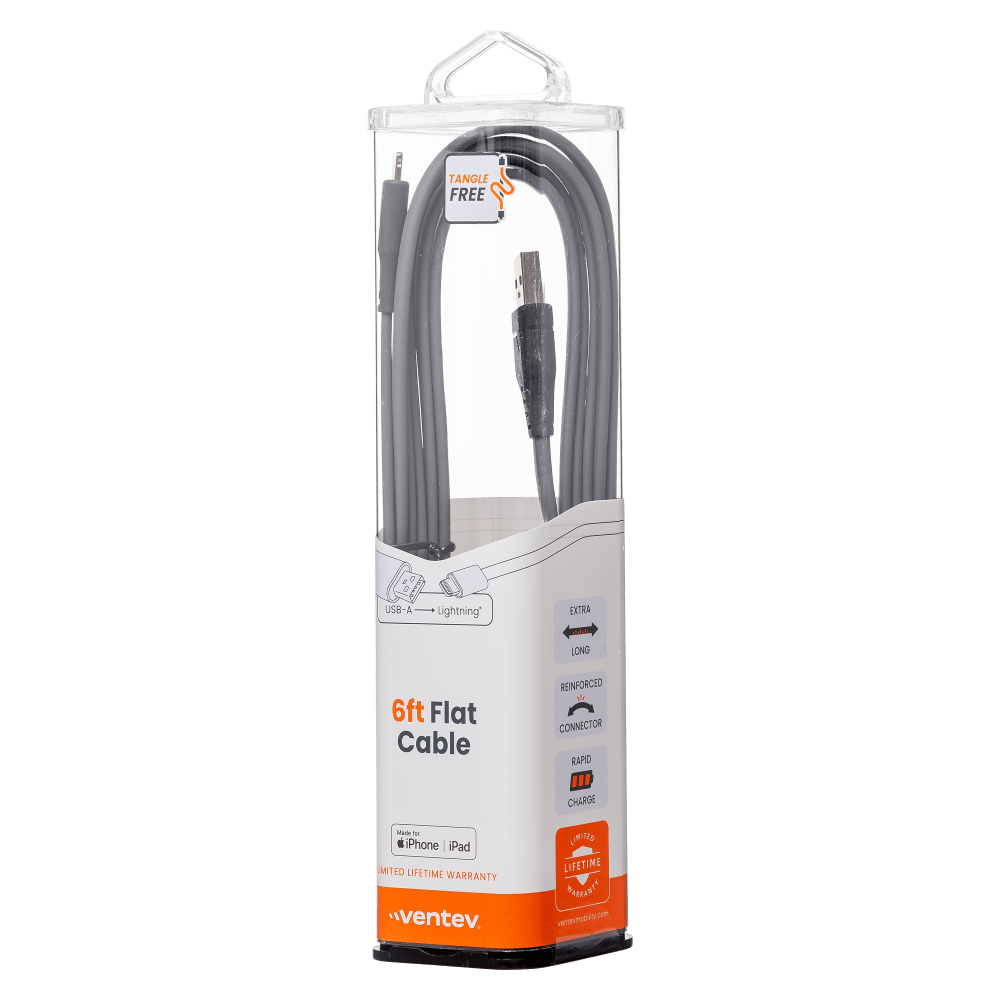 Ventev ChargeSync Flat USB A to Apple Lightning Cable 6ft by Ventev