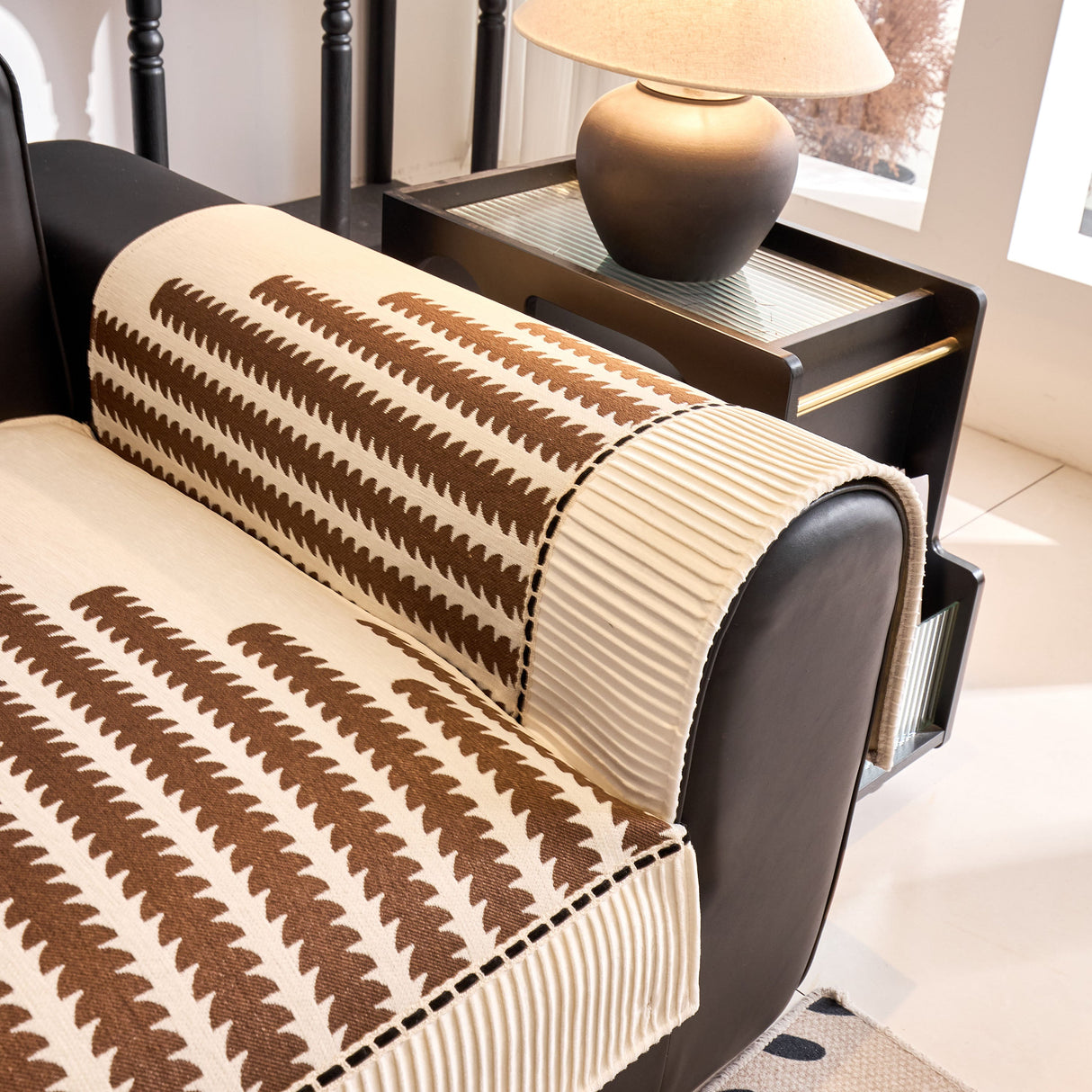 Vertical Stripes Sectional Sofa Cover Slipcover - Non-Slip, Fits L-Shape Couches