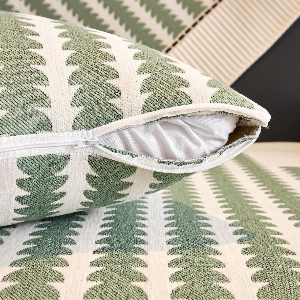 Vertical Stripes Sectional Sofa Cover Slipcover - Non-Slip, Fits L-Shape Couches