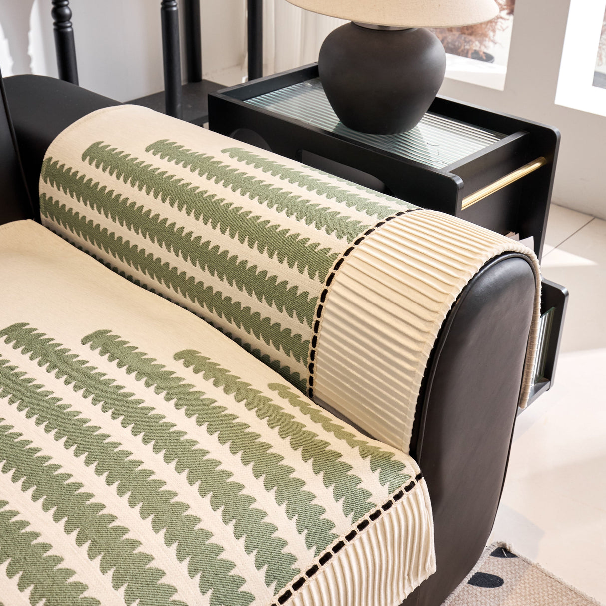 Vertical Stripes Sectional Sofa Cover Slipcover - Non-Slip, Fits L-Shape Couches