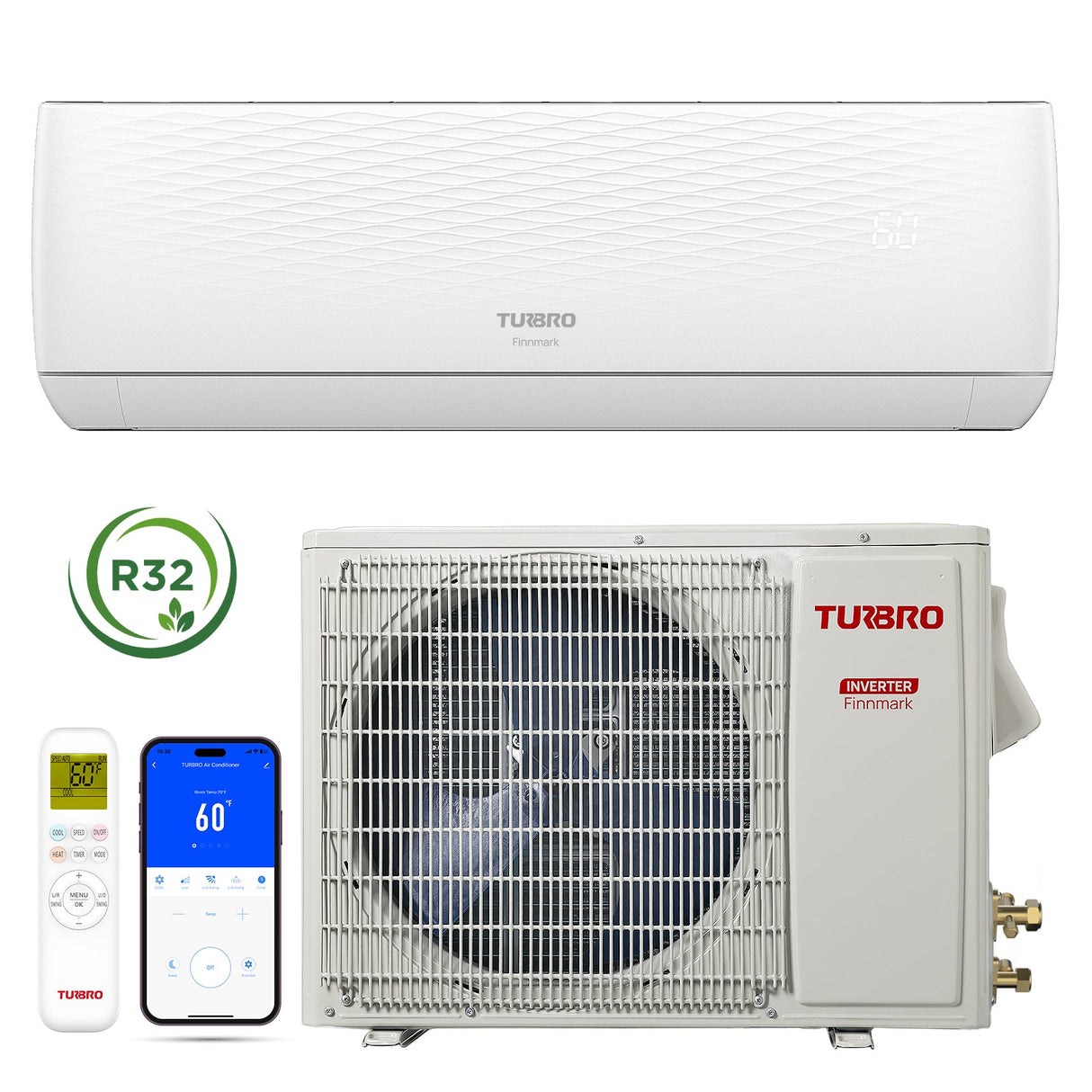 (Open Box) Finnmark Single Zone WiFi Mini Split AC with Heat Pump (R32 Refrigerant)