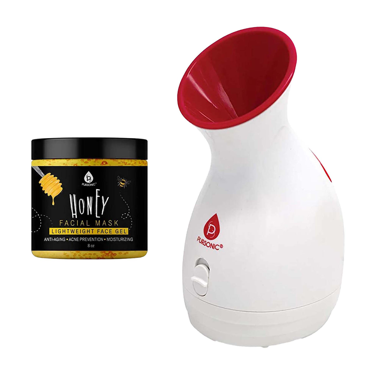 Pursonic Spa-Glow Facial Bundle: Facial Steamer Hot Mist Spa + Honey Facial Mask by Pursonic