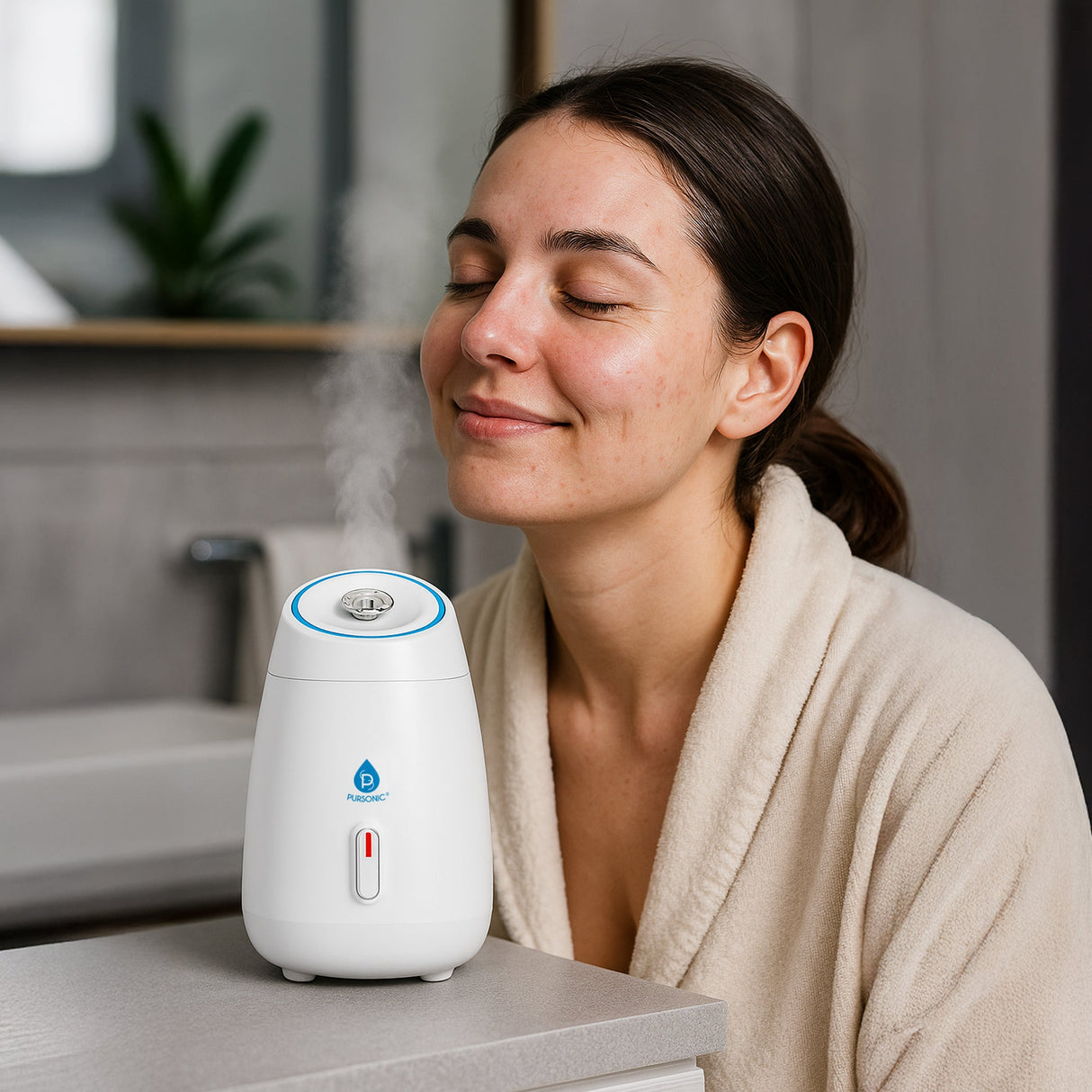 Glow & Renew Skincare Bundle: Facial Steamer, 7-in-1 LED Light Therapy Device & Vitamin C 20% Serum by Pursonic