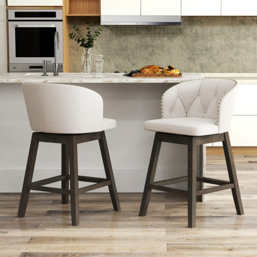 Counter Height Fabric Upholstered Bar Stools Set of 2-Beige