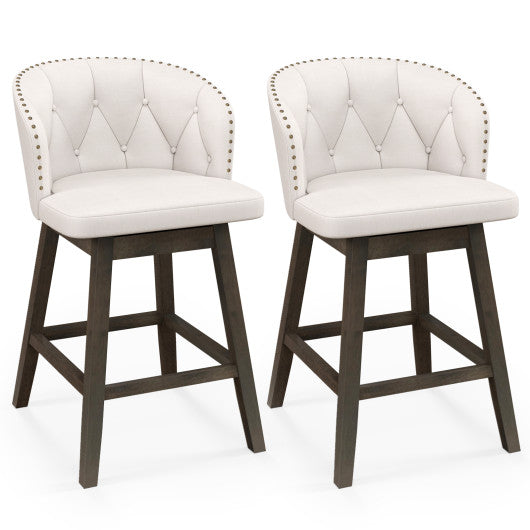 Counter Height Fabric Upholstered Bar Stools Set of 2-Beige
