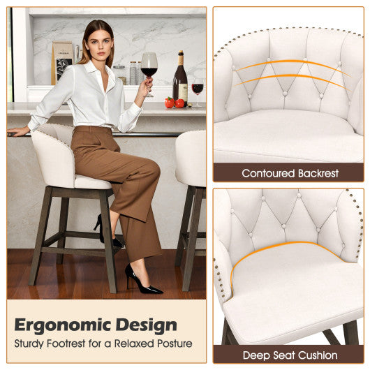 Counter Height Fabric Upholstered Bar Stools Set of 2-Beige