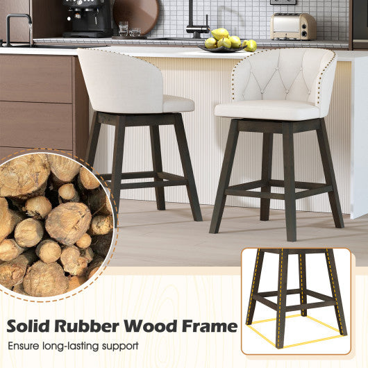 Counter Height Fabric Upholstered Bar Stools Set of 2-Beige