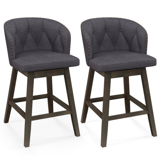 Counter Height Fabric Upholstered Bar Stools Set of 2-Gray
