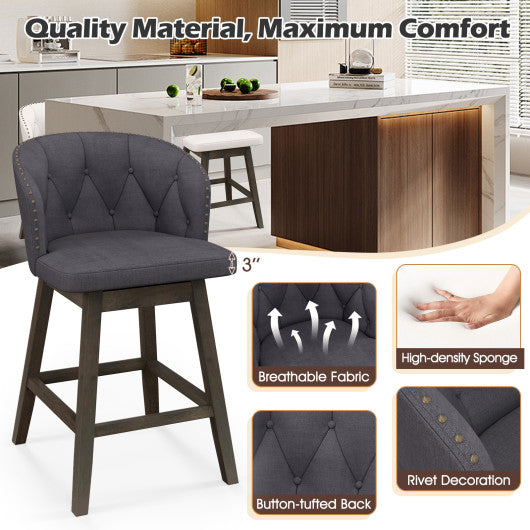 Counter Height Fabric Upholstered Bar Stools Set of 2-Gray