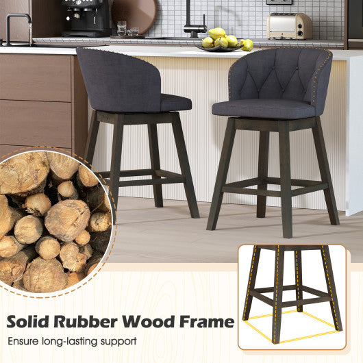 Counter Height Fabric Upholstered Bar Stools Set of 2-Gray