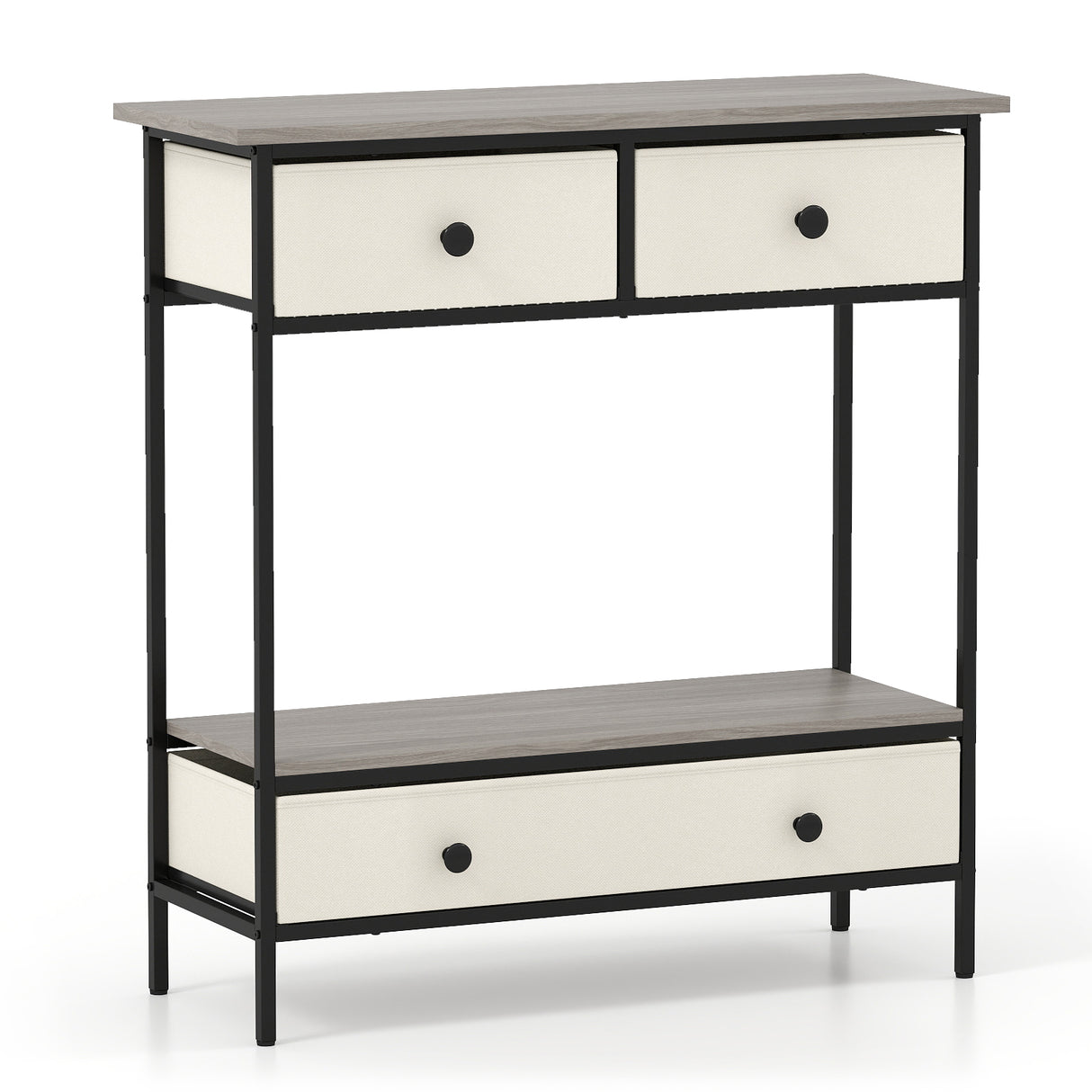 Farmhouse Console Table with Open Storage Shelf for Hallway-Gray