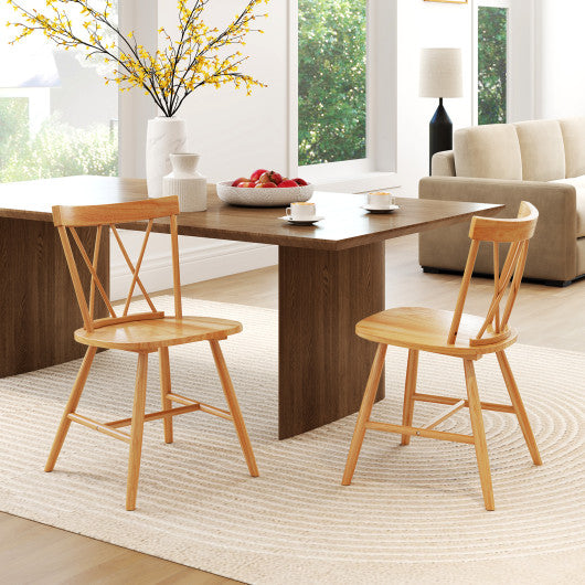 Farmhouse Kitchen Dining Chair Set of 2 with Rubber Wood Frame-Natural