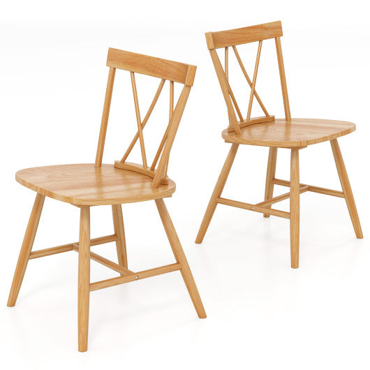 Farmhouse Kitchen Dining Chair Set of 2 with Rubber Wood Frame-Natural