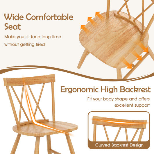 Farmhouse Kitchen Dining Chair Set of 2 with Rubber Wood Frame-Natural