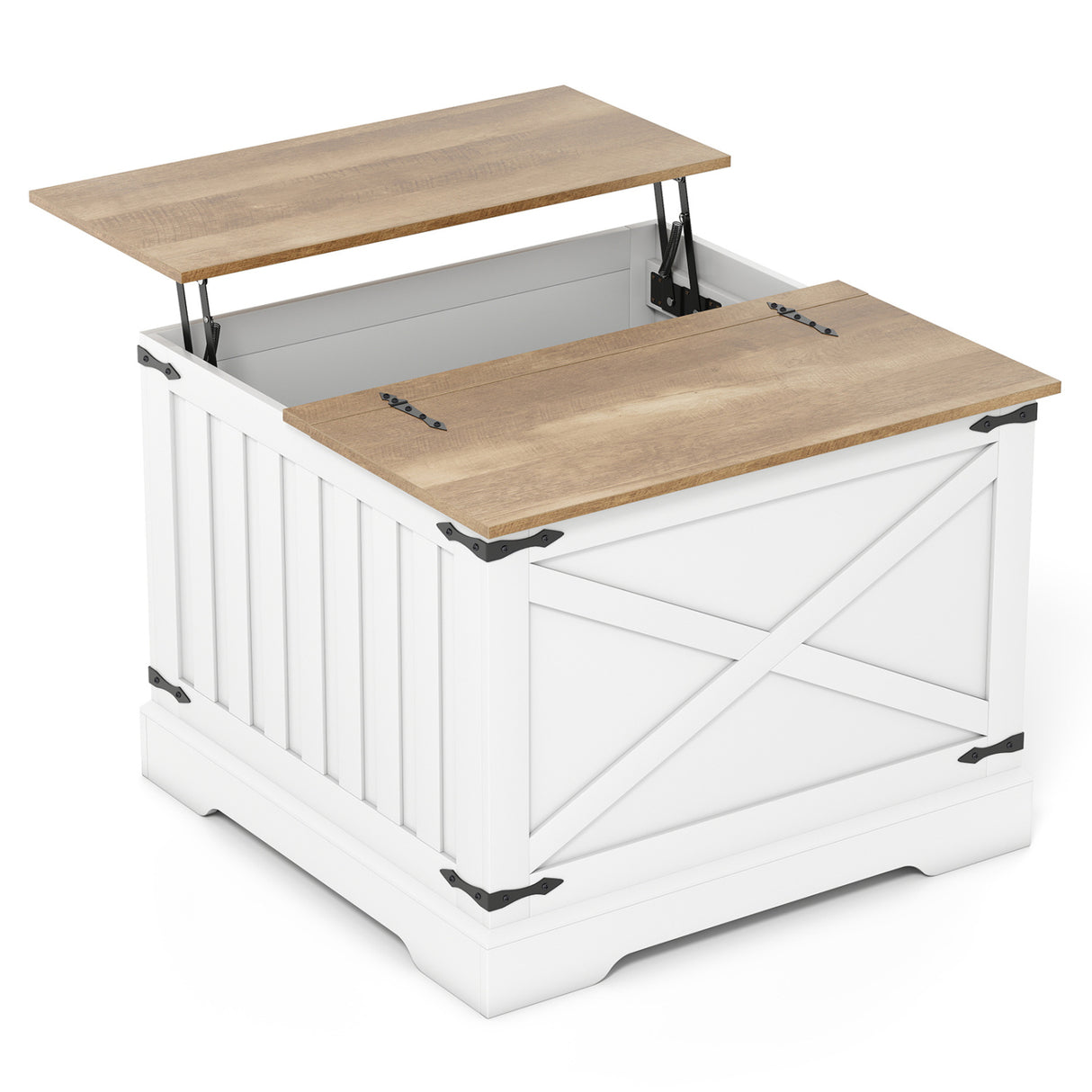 Farmhouse Lift Top Coffee Table with Hidden Storage Compartment-Brown