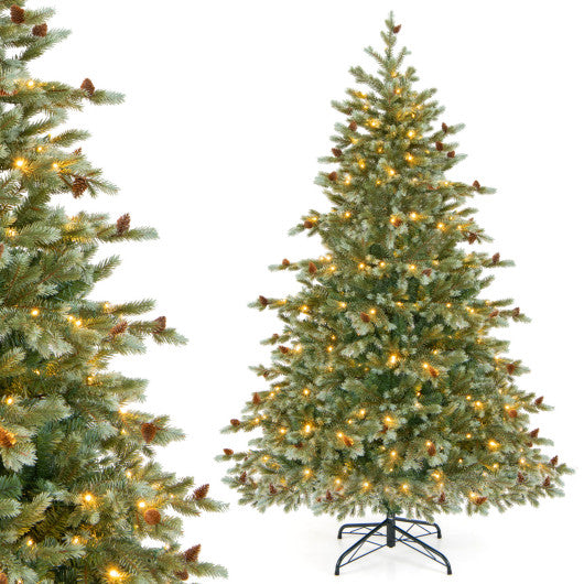6/7/8 Feet Christmas Tree with Warm White LED Lights and Pine Cones-6 ft
