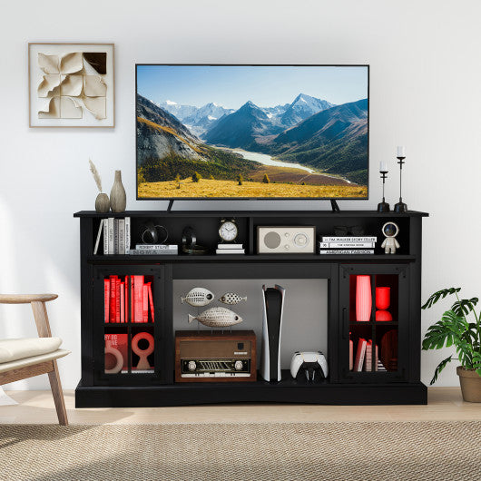 TV Stand with LED Lights and Remote Control-Black