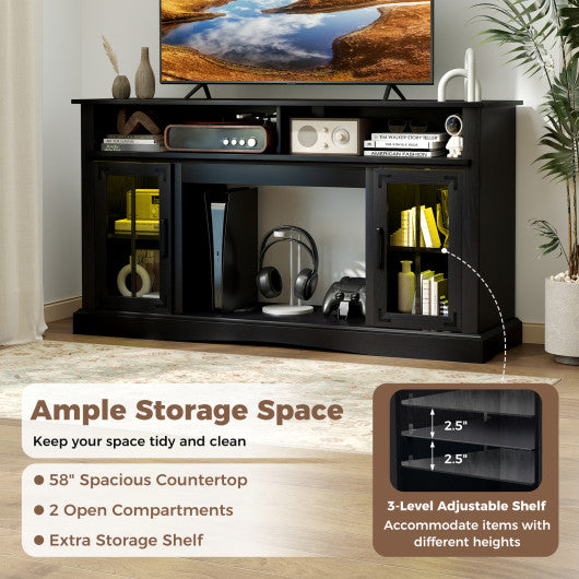 TV Stand with LED Lights and Remote Control-Black