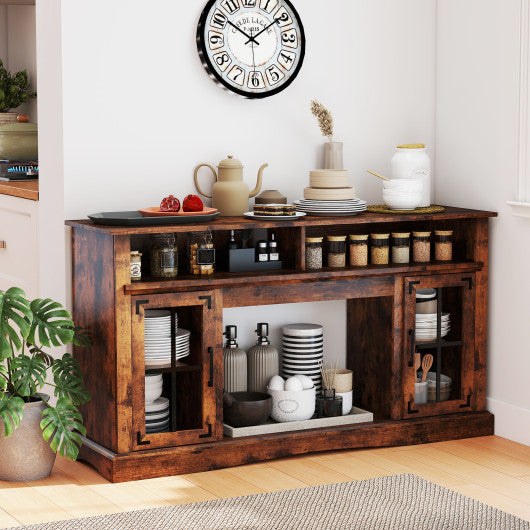 TV Stand with LED Lights and Remote Control-Rustic Brown