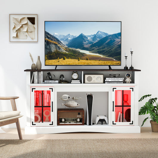 TV Stand with LED Lights and Remote Control-White