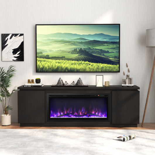 Fireplace TV Stand for TVs up to 80 Inch with 3 Adjustable Shelves-Black