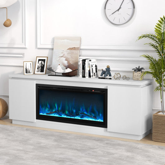 Fireplace TV Stand for TVs up to 80 Inch with 3 Adjustable Shelves-White