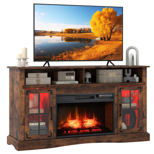 Fireplace TV Stand with Remote Controls and Thermostat for TVs Up to 50 Inch-Rustic Brown