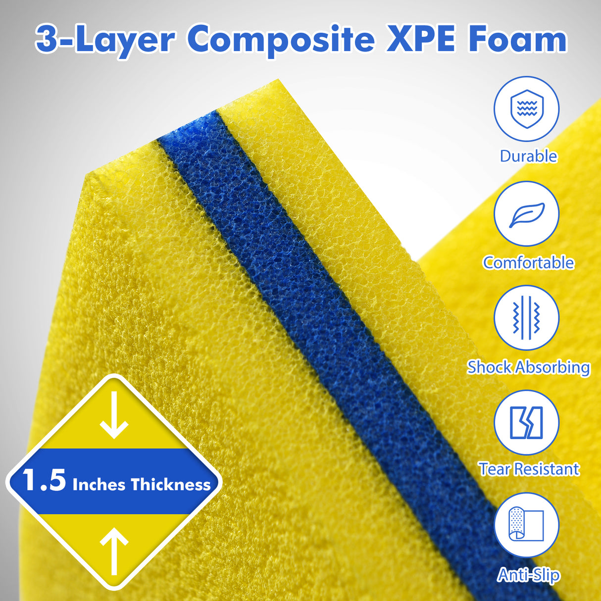 9' x 6' 3 Layer Floating Water Pad Foam Mat -Blue