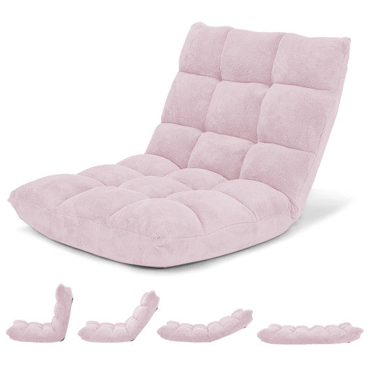 14-Position Adjustable Cushioned Floor Chair-Light Pink