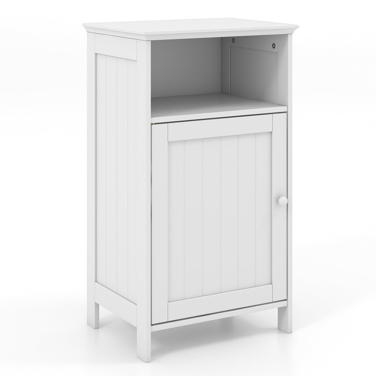 Bathroom Freestanding Adjustable Shelf Floor Storage Cabinet-White