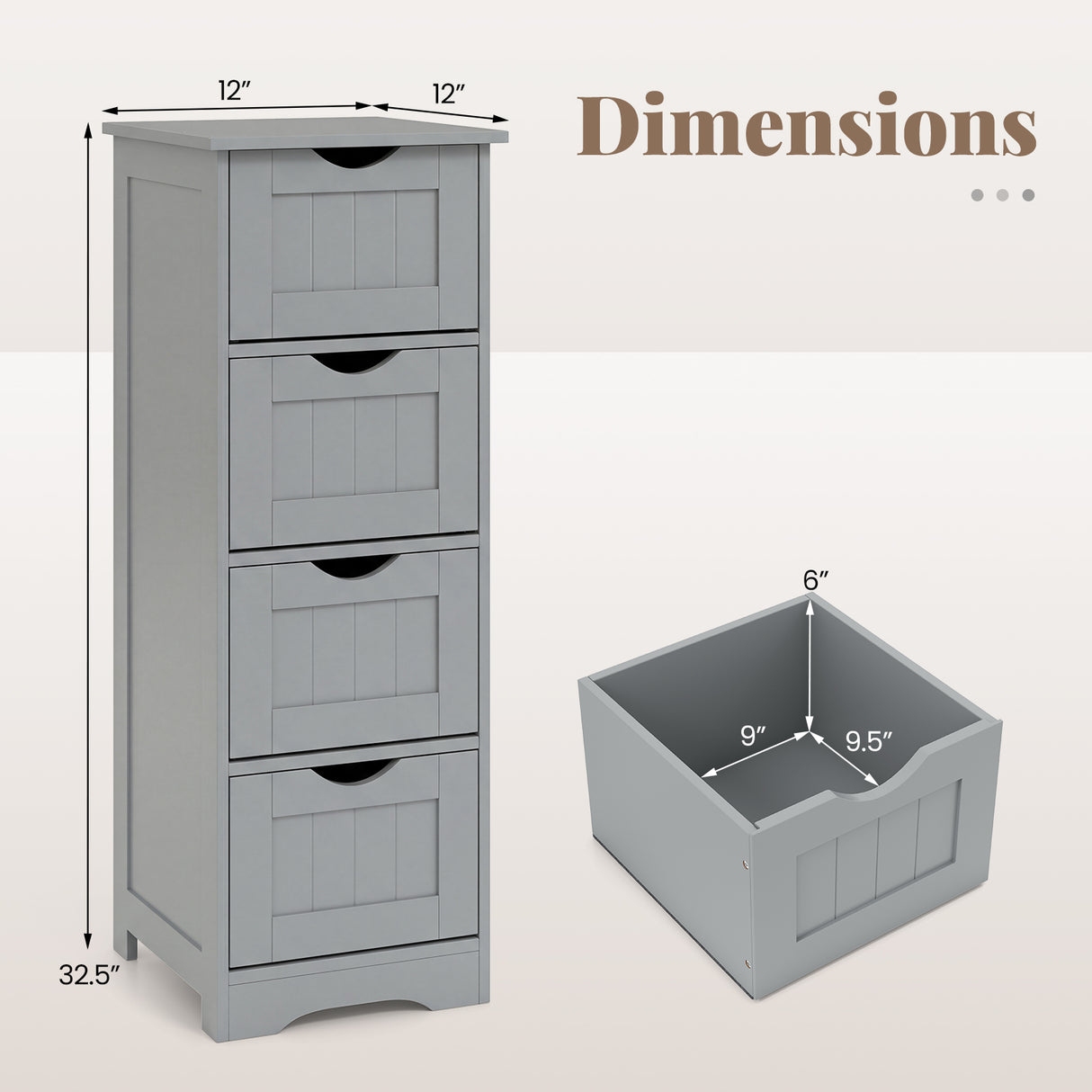 Floor Wooden Free Standing Storage Side Organizer for Bathroom-White