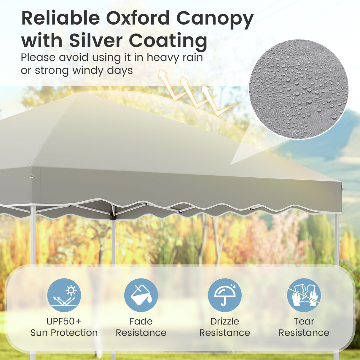 Foldable 10 X 10 Feet Pop up Canopy Tent with Wheeled Bag-Gray