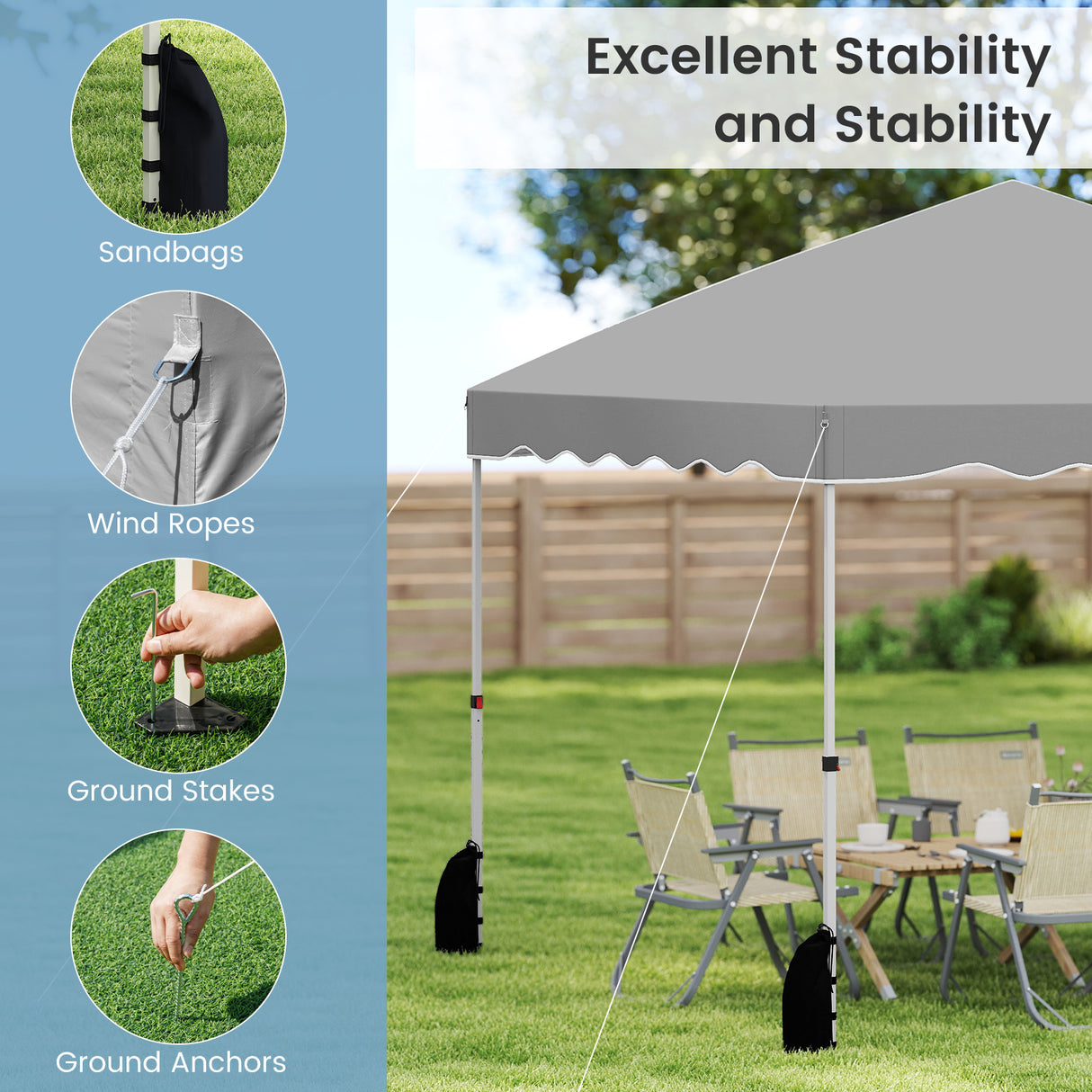 Foldable 10 X 10 Feet Pop up Canopy Tent with Wheeled Bag-Gray