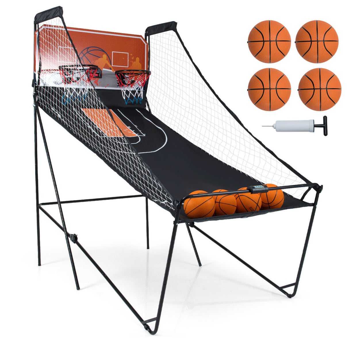 Foldable Basketball Arcade Game Kids Basketball Hoop Machine with 8 Exciting Playing Modes