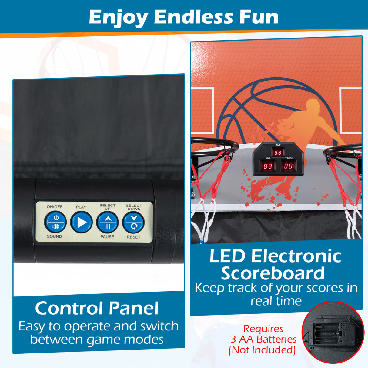 Foldable Basketball Arcade Game Kids Basketball Hoop Machine with 8 Exciting Playing Modes