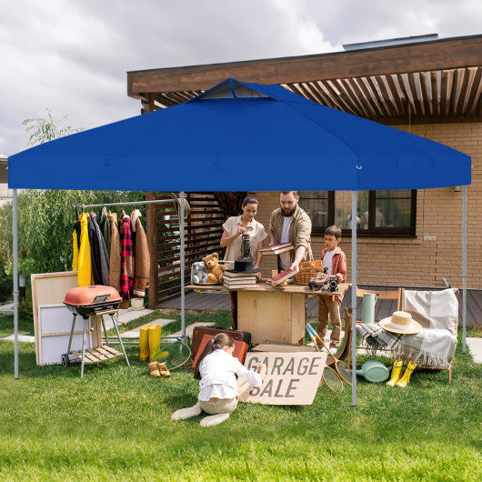 10 X 10 FT Foldable Outdoor Patio Shelter Canopy Tent with 1-Push Center Lock-Blue