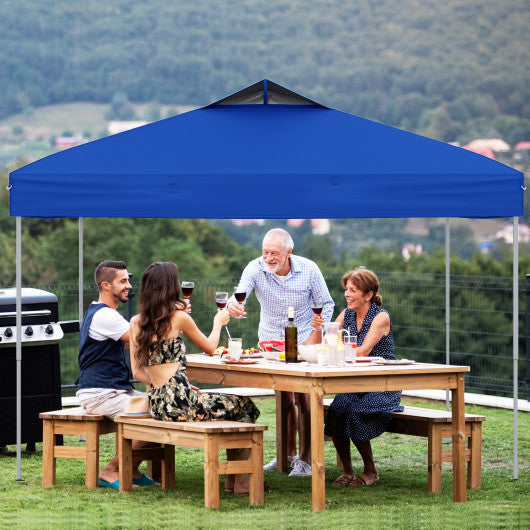 10 X 10 FT Foldable Outdoor Patio Shelter Canopy Tent with 1-Push Center Lock-Blue