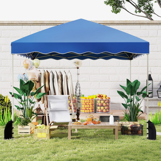 Foldable 10 X 10 Feet Pop up Canopy Tent with Wheeled Bag-Blue