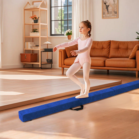 Folding Balance Beam with Solid Wood Base and Anti-slip Bottom-Blue