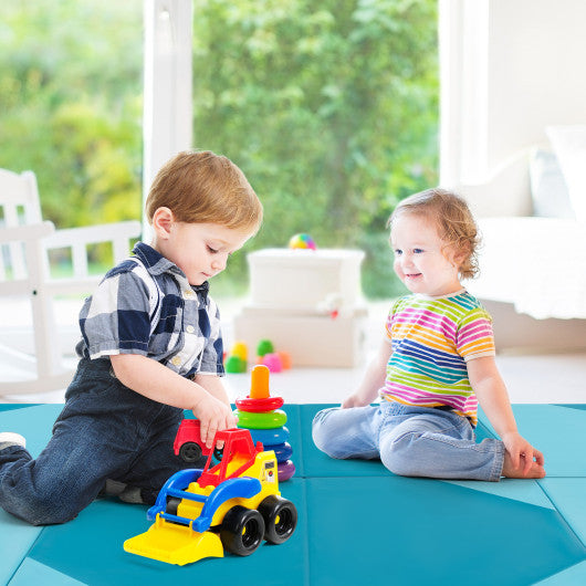 10' x 4' x 2" Folding Exercise Mat with Hook and Loop Fasteners-Blue