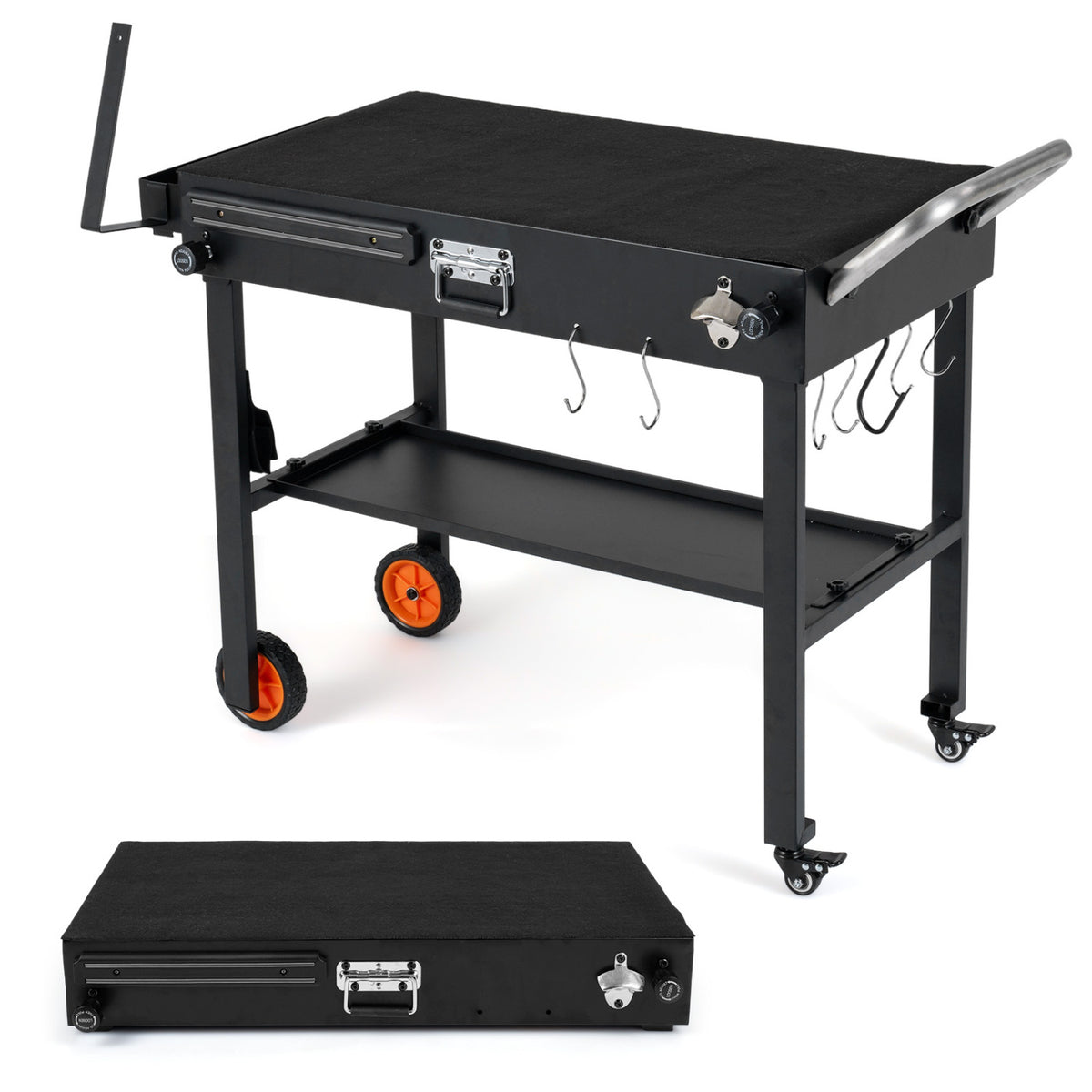 Folding Grill Cart for 17 and 22 Inch Griddles with Heat-Resistant Mat